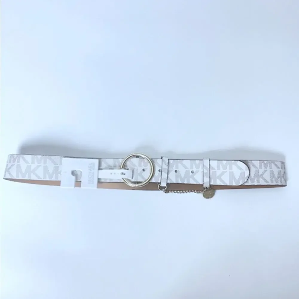 Michael Kors Women's Gray and White Logo Belt Sz L